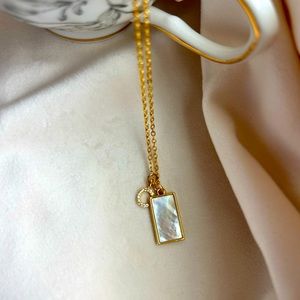 NEW 24k Matte Gold Plated Necklace with Shell and 925 Sterling Silver Pendant